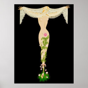 Erté - Brev T från Alphabet Suite 1976 Poster