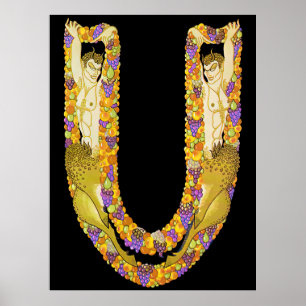 Erté - Brev U från Alphabet Suite 1976 Poster