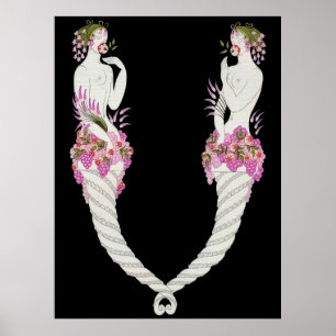 Erté - Brev V från Alphabet Suite 1976 Poster
