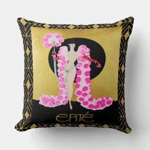 Erte Dam med Rosa Boa Cushion. Kudde