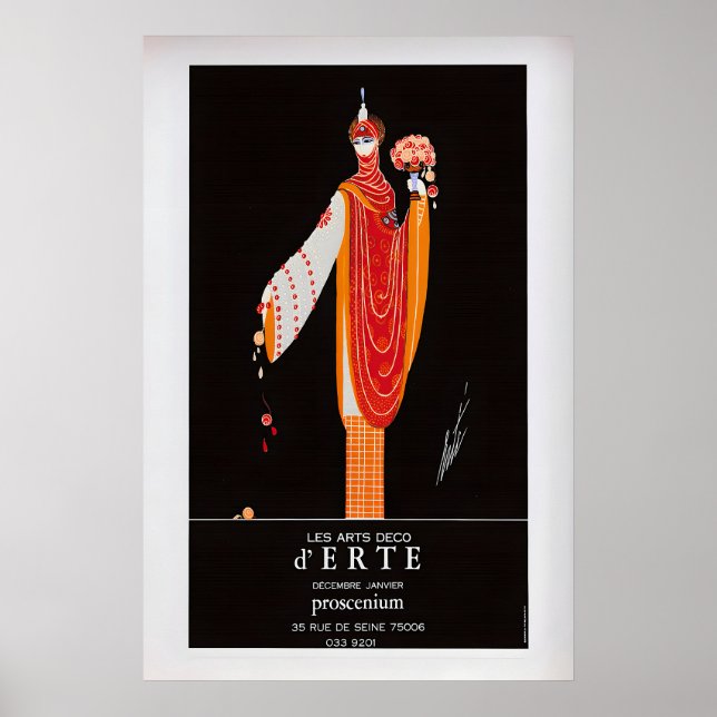 Erté Exhibition Poster  Vintage Art Deco Print 1 (Framsidan)
