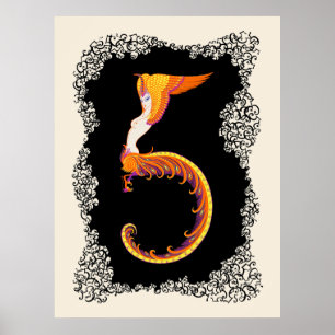 Erté - Numerals Suite, nummer 5 Poster