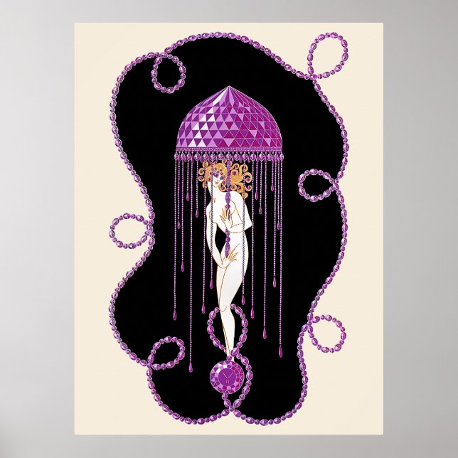 Erté - The Precious Stones Suite, Amethyst, 1969 Poster (Framsidan)
