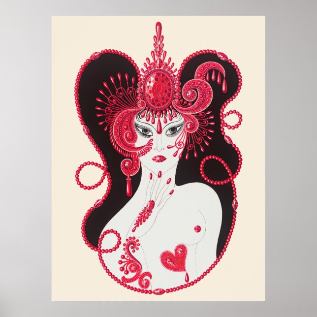 Erté - The Precious Stones Suite, Ruby, 1969 Poster (Framsidan)