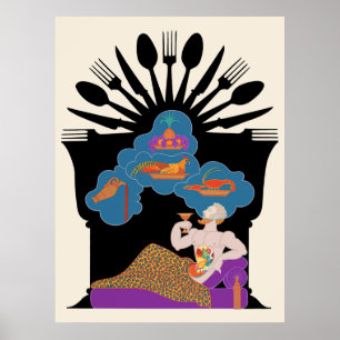 Erté - the Seven Deadly Sins Suite, Gluttony Poster