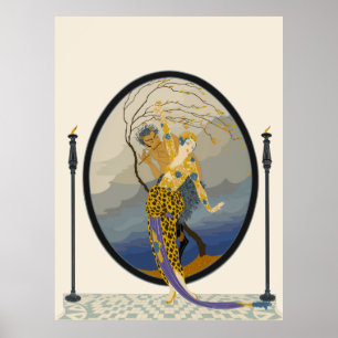 Erté - Woman och Satyr Poster