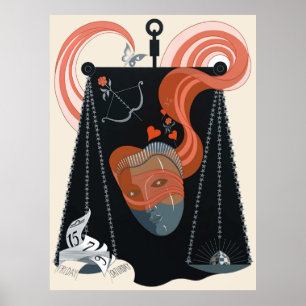 Erté - Zodiac Suite, Libra Poster