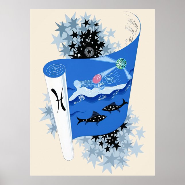 Erté - Zodiac Suite, Pisces Poster (Framsidan)