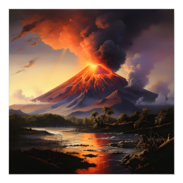 Erupting Volcano Fototryck (Framsidan)