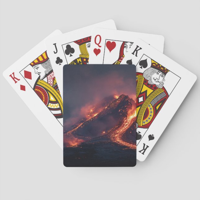 Erupting Volcano Lava Flow Playing Cards Casinokort (Baksidan)