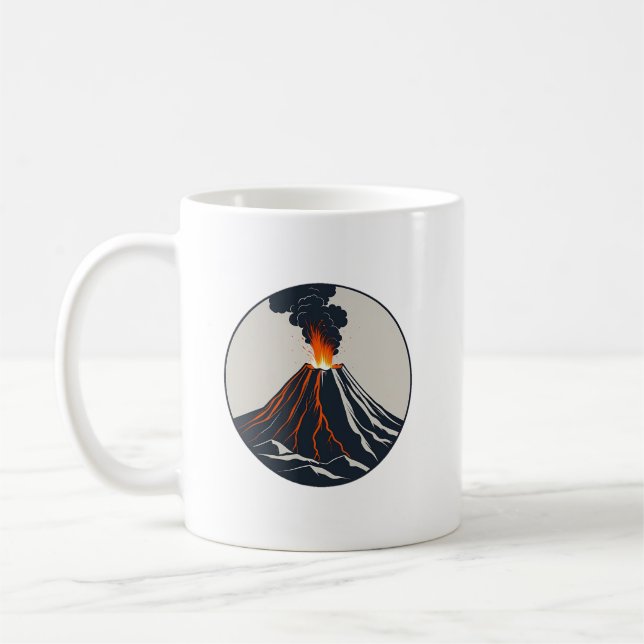 Erupting Volcano Modern Art Illustration Kaffemugg (Vänster)