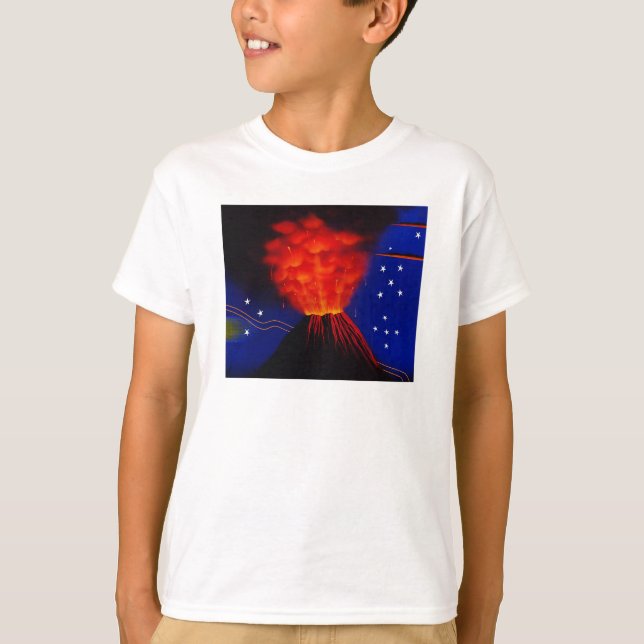 Erupting Volcano och Stars T Shirt (Framsida)