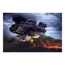 Erupting Volcano on Mountain