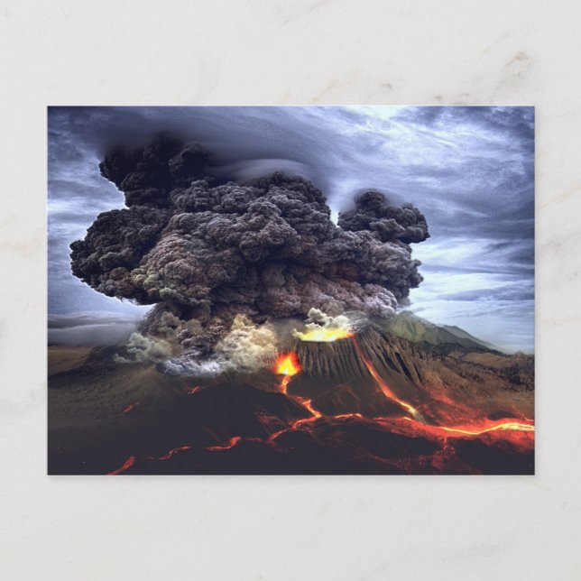 Erupting Volcano on Mountain Vykort (Framsida)