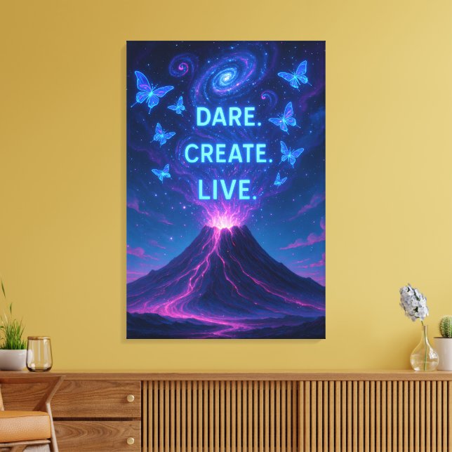 Eruption av Dreams Surreal Volcano Canvas Wall Art (Insitu (Vardagsrum))
