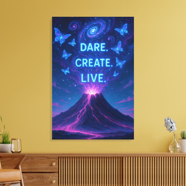 Eruption av Dreams Surreal Volcano Canvas Wall Art (Insitu (Vardagsrum))