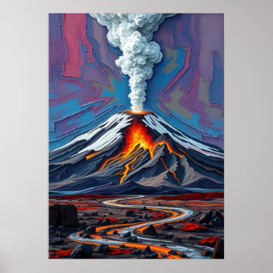 Eruption i Rörelse - Fiery Volcano Ligcape Art Poster