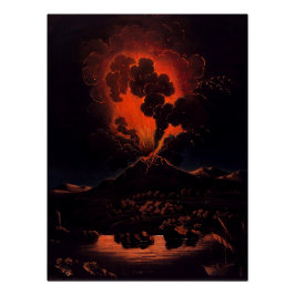Eruption of Mount Etna at night (F Weber) Perfect Poster