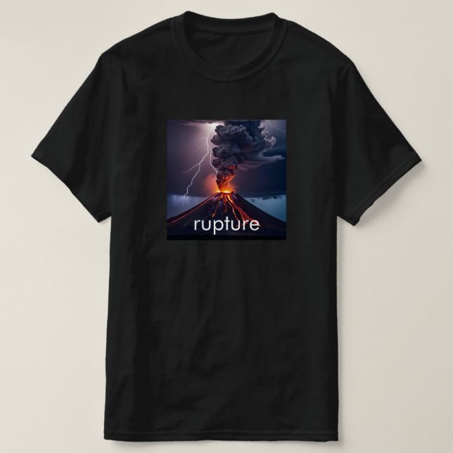 ErupVolcano + Blixt - Personlig Black T Shirt (Design framsida)