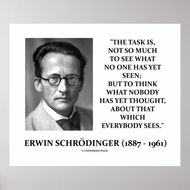 Erwin Schrödinger Task Tänka Ingen har ännu tänkt  Poster (Framsidan)