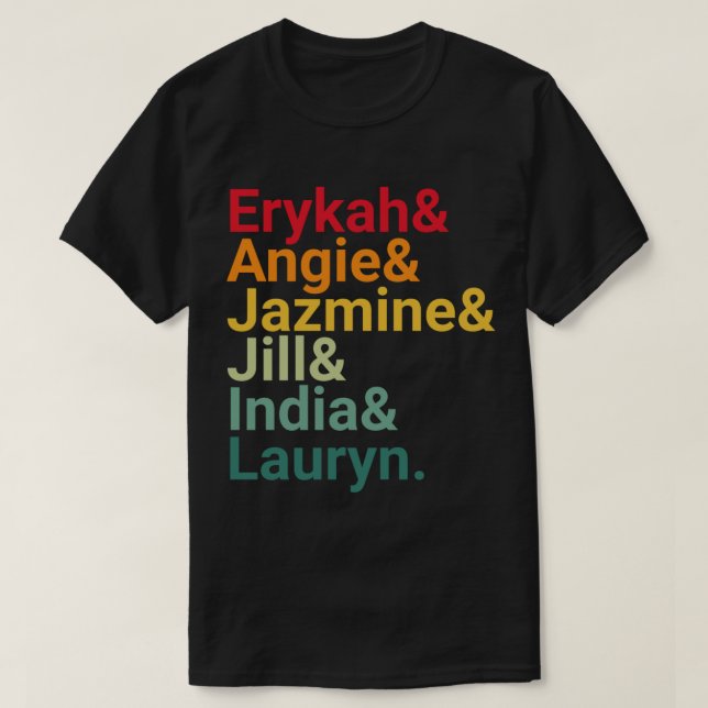Erykah, Angie, Jazmine, Indien, Lauryn Sunset Retr T Shirt (Design framsida)