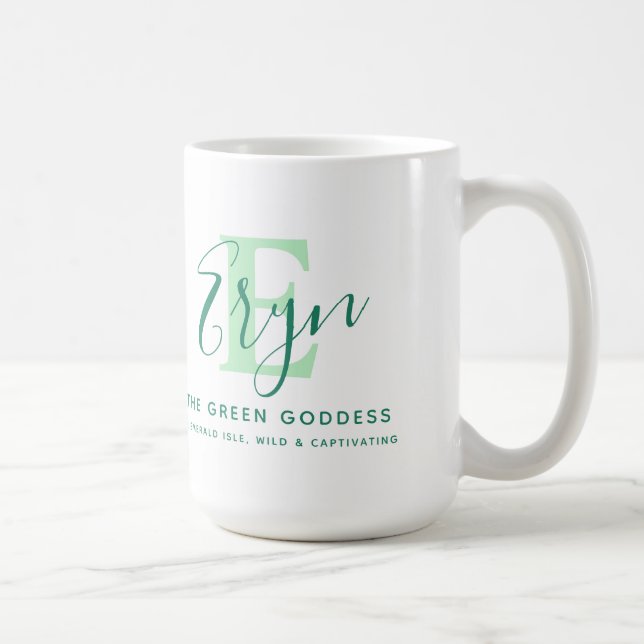Eryn namn: monogram E grönt Kaffemugg (Höger)