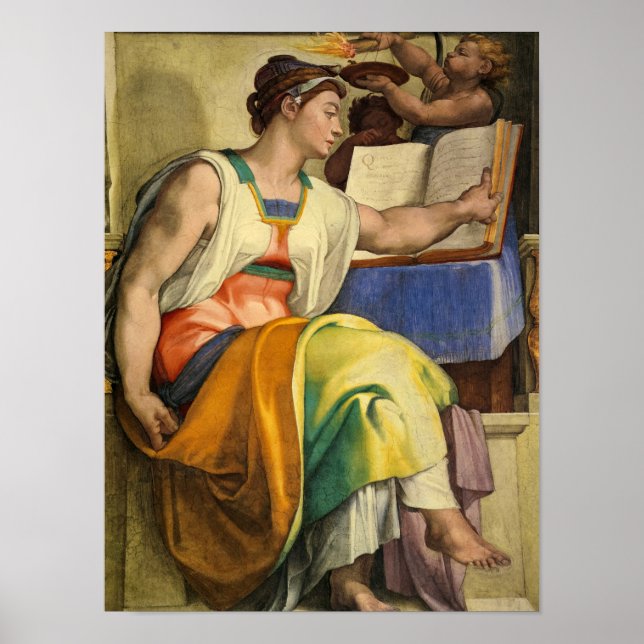 Erythraean Sibyl av Michelangelo Poster (Framsidan)