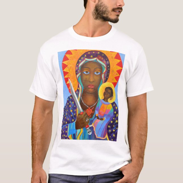 Erzulie Dantor Black Madonna Voodoo Lwa T Shirt (Framsida)