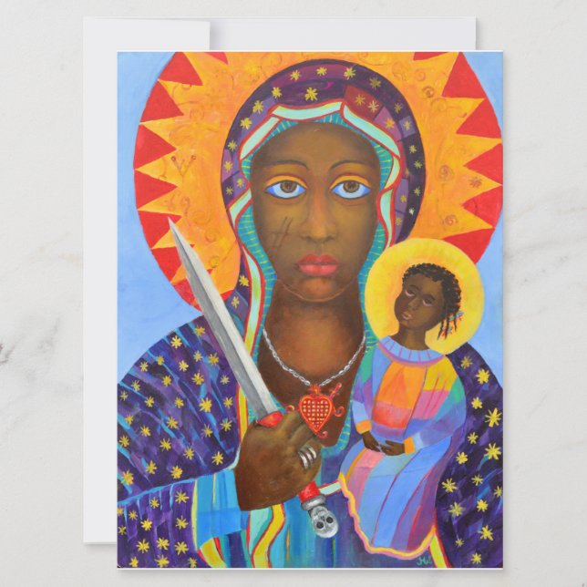 Erzulie Dantor Svarta Madonnan Voodoo Lwa Kort (Framsida)