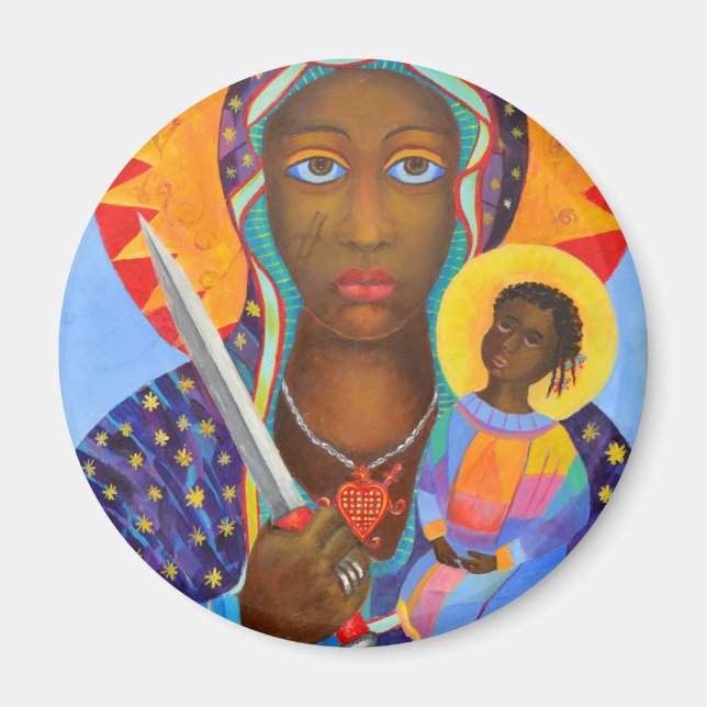 Erzulie Dantor Svarta Madonnan Voodoo New Orleans Magnet (Framsidan)