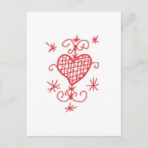 Erzulie Red Heart Veve Voodoo Hoodoo Kärlek Sigil Vykort