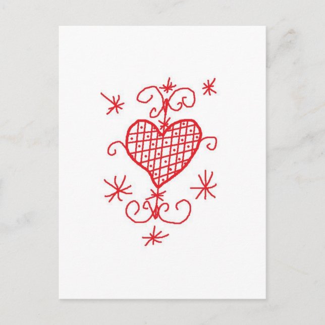 Erzulie Red Heart Veve Voodoo Hoodoo Kärlek Sigil Vykort (Framsida)