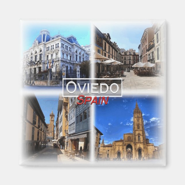 ES0132 Europa, Spanien, Oviedo, Fridge Magnet (Framsidan)