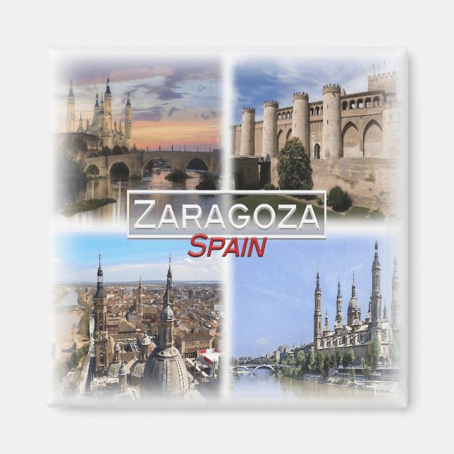 ES0144 Europa, Spanien, Zaragoza, Frankrike Magnet (Framsidan)