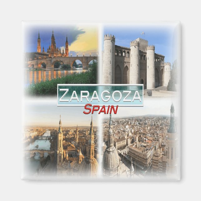 ES0145 Europa, Spanien, Zaragoza, Frankrike Magnet (Framsidan)