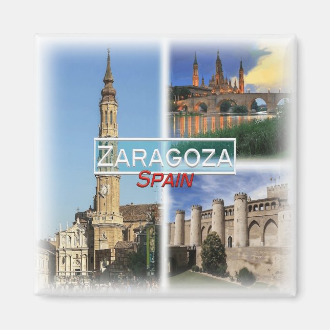 ES0146 Europa, Spanien, Zaragoza, Frankrike Magnet (Framsidan)