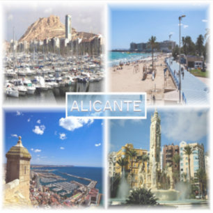 ES Alicante - Skyline - Postiguet-stranden - Förk Klistermärken