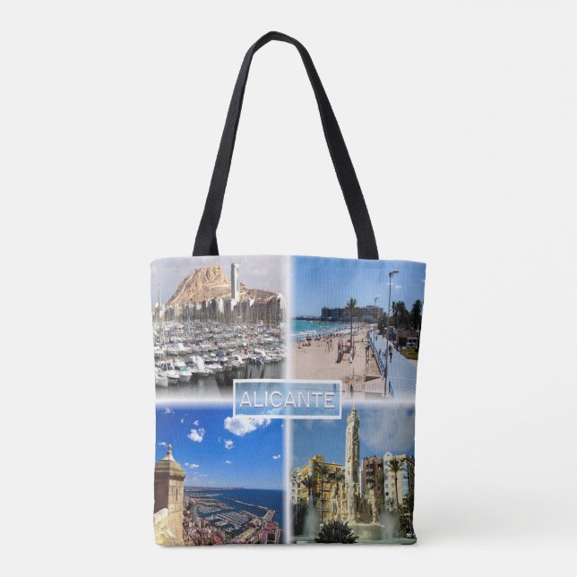 ES Alicante - Skyline - Postiguet-stranden - Förkl Tygkasse (Baksida)