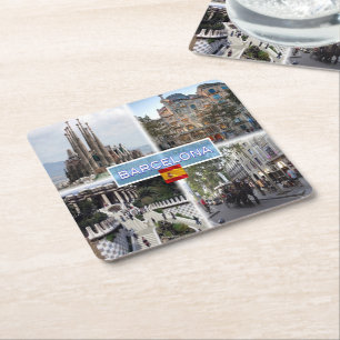 ES Barcelona - Sagrada Familia - Casa Batllo Underlägg Papper Kvadrat
