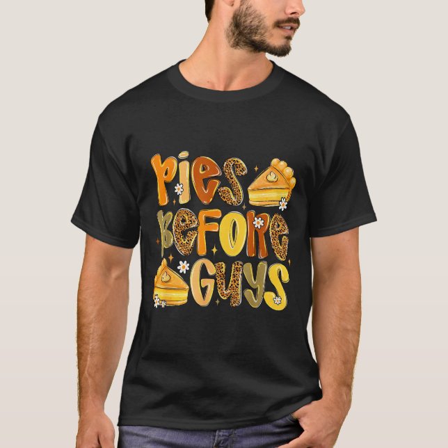 Es Before Guys Funny Thanksgiving Retro Fall Quote T Shirt (Framsida)