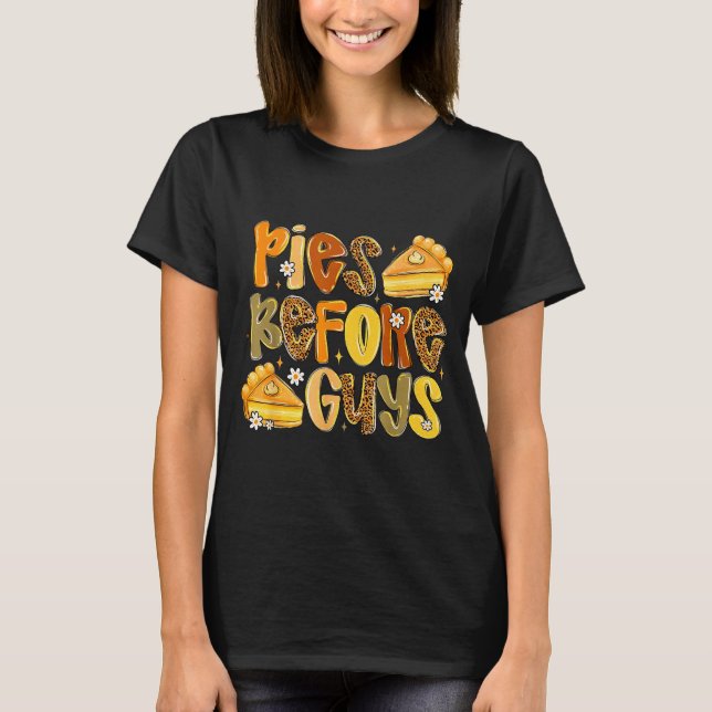 Es Before Guys Funny Thanksgiving Retro Fall Quote T Shirt (Framsida)