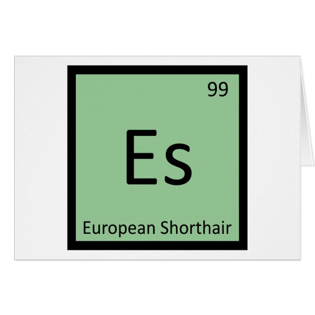 Es - Europeisk korthårskatt Kemiskt element Hälsningskort (Framsidan Horizontal)