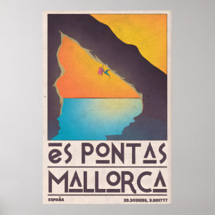 Es Pontas Klätterplansch Retro Mallorca Resa Poster