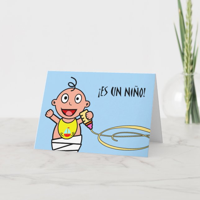 Es-un Niño! Grattis på nyfödd bebis i spanjor Kort (Framsida)