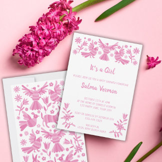 Es una invitación rosa otomí Chica Meddelande