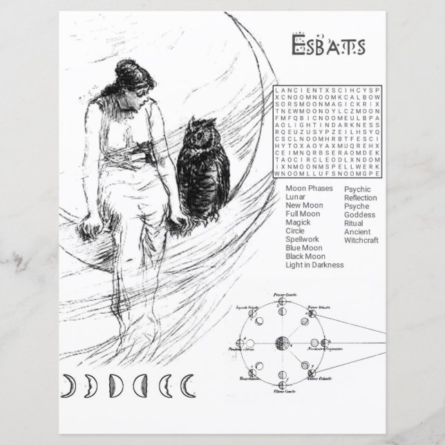 Esbat Måne Magick Ord Search Coloring Page Papper (Framsida)
