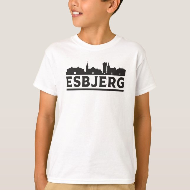 Esbjerg Danmark City Skyline Cityscape Travel Gift T Shirt (Framsida)