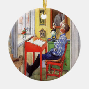 Esbjorn gjorde sin läxa av Carl Larsson Julgransprydnad Keramik
