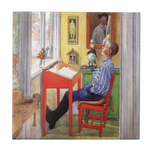 Esbjorn gjorde sin läxa av Carl Larsson Kakelplatta