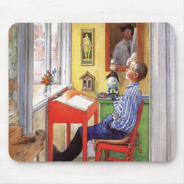 Esbjorn gör sina läxor av Carl Larsson Musmatta (Framsidan)
